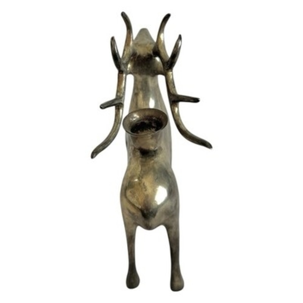 Pottery Barn Vintage Brass Deer Reindeer Buck Candle Holder 8" Christmas Taper - Picture 5 of 8